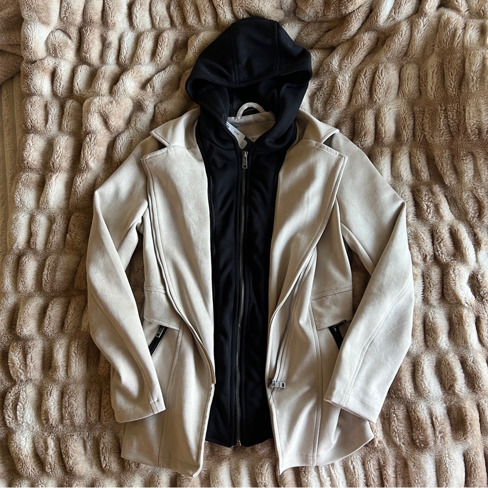 NWT DownEast Next Level Faux Suede hooded jacket
